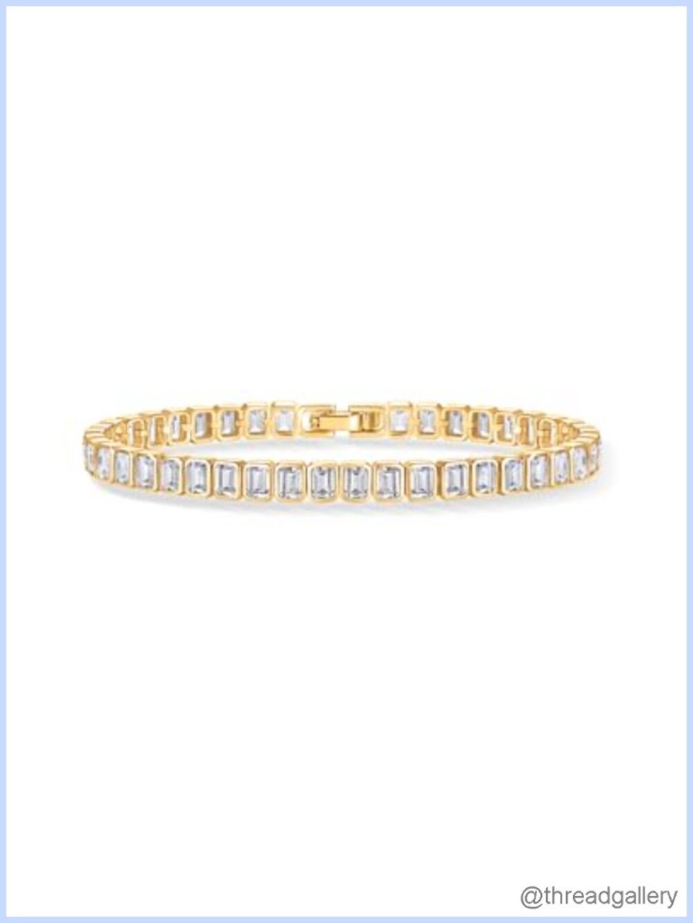14K Gold Plated Tennis Bracelet for Women, Bezel Set CZ Bracelet 6.5"